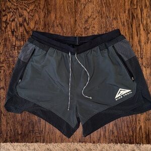 Nike Men's Trail Dark Gray and Black Running Shorts